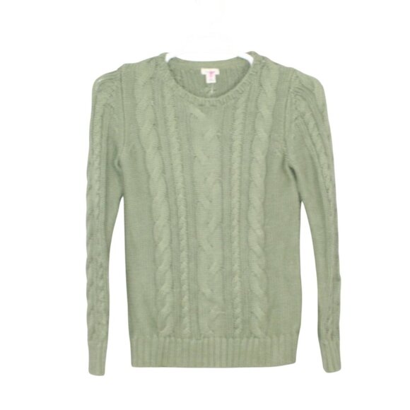 LL Bean Double L Cable Sweater Crewneck Bay Leaf Size Small - Picture 1 of 10